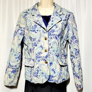 Analogy Petites Floral / Swirl Textured Cotton Blazer Jacket (Petite L)